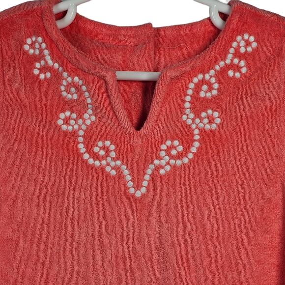 Janie and Jack Swimsuit Terry Cloth Cover-Up in Coral Pink 18 to 24 Months - Picture 2 of 9